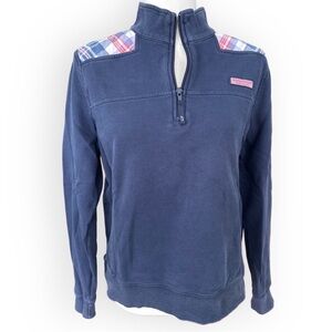 Vineyard Vines 1/4 Zip Blue Plaid Preppy Shep Shirt Size M
